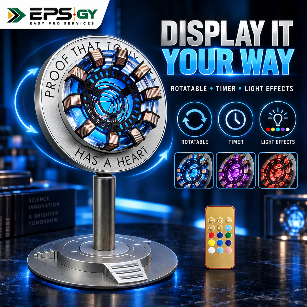 Rechargeable Superhero Arc Reactor Light