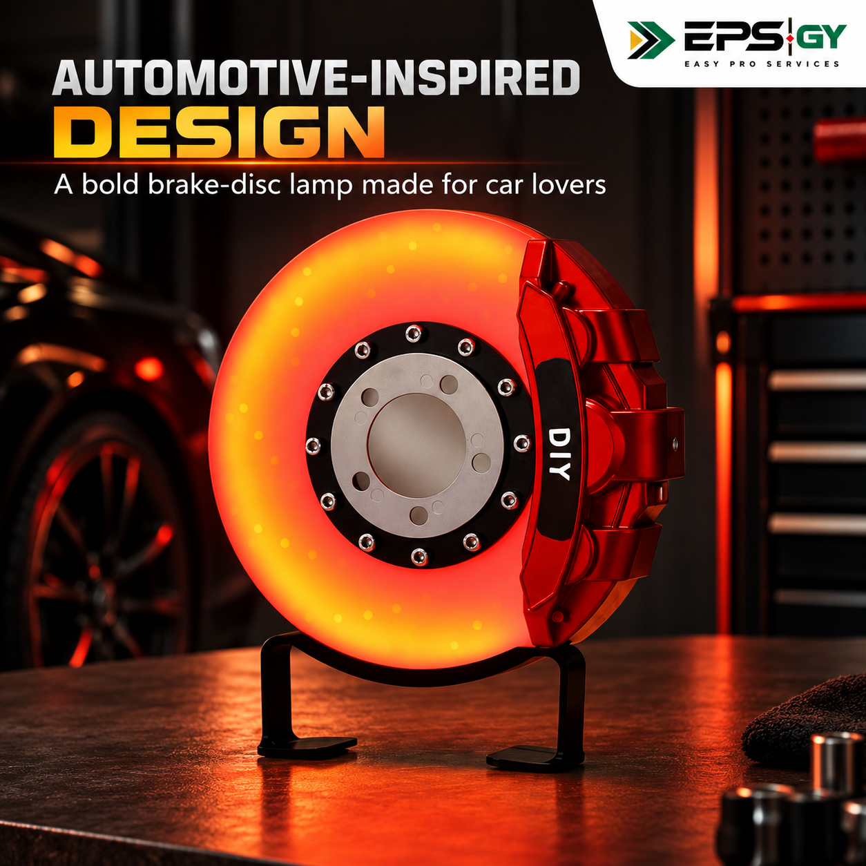 Automotive-inspired Brake Disc LED Lamp